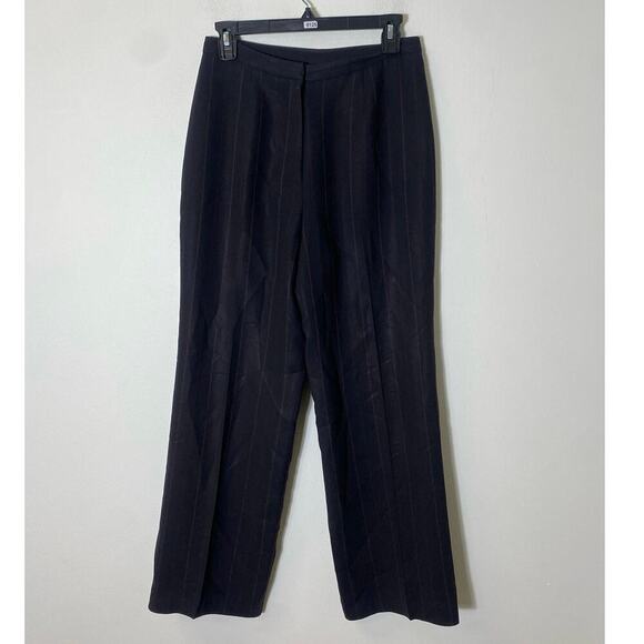 Casual Corner Black Wide Leg Small Stripes Slacks Front Zipper Sz 6 - Picture 1 of 3